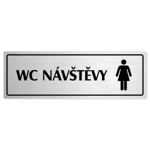 WC návštěvy ženy, 240x79mm, stříbrná popiska s rámečkem