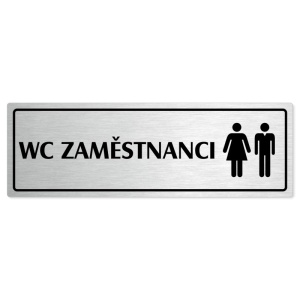 WC zaměstnanci společné, 240x79mm, stříbrná popiska s rámečkem