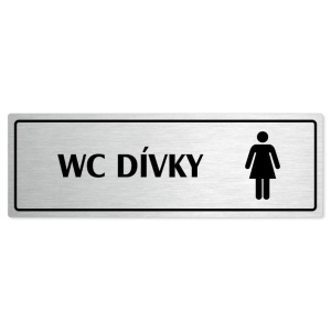 WC dívky, 240x79mm, stříbrná popiska s rámečkem