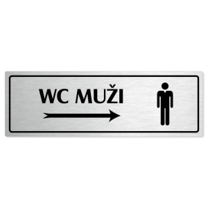 WC muži vpravo, 240x79mm, stříbrná popiska s rámečkem