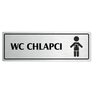 WC chlapci, 240x79mm, stříbrná popiska s rámečkem