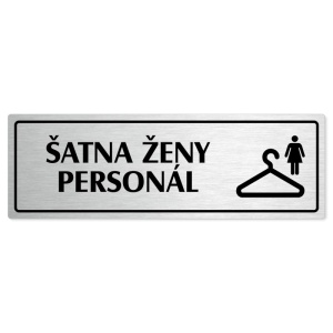 Šatna ženy personál, 240x79mm, stříbrná popiska s rámečkem