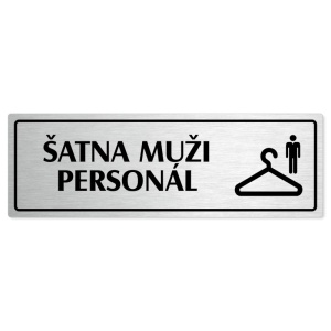 Šatna muži personál, 240x79mm, stříbrná popiska s rámečkem