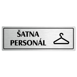 Šatna personál, 240x79mm, stříbrná popiska s rámečkem