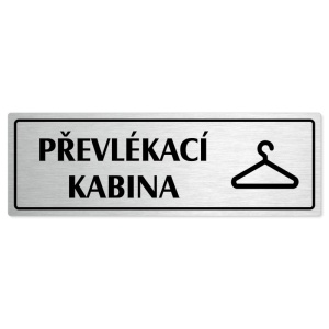 Převlékací kabina, 240x79mm, stříbrná popiska s rámečkem
