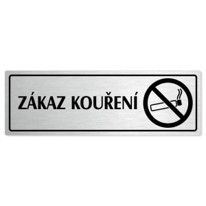 Zákaz kouření, 200x66mm, stříbrná popiska s rámečkem