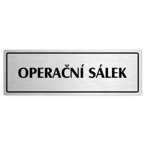Operační sálek, 200x66mm, stříbrná popiska s rámečkem