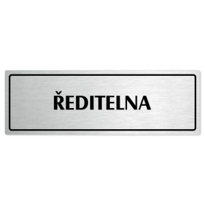 Ředitelna, 200x66mm, stříbrná popiska s rámečkem