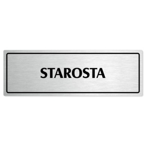 Starosta, 240x79mm, stříbrná popiska s rámečkem