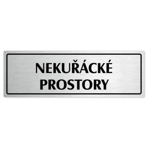 Nekuřácké prostory, 200x66mm, stříbrná popiska s rámečkem