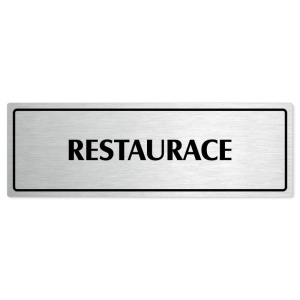 Restaurace, 240x79mm, stříbrná popiska s rámečkem