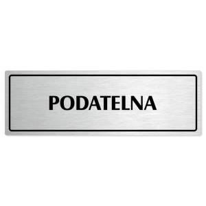 Podatelna, 200x66mm, stříbrná popiska s rámečkem