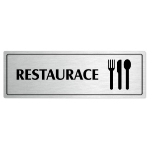 Restaurace, 200x66mm, stříbrná popiska s dvojtým rámečkem