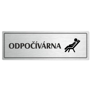 Odpočívárna, 240x79mm, stříbrná popiska s dvojtým rámečkem