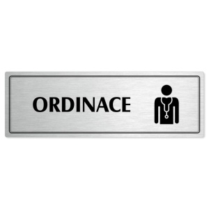 Ordinace, 200x66mm, stříbrná popiska s dvojtým rámečkem
