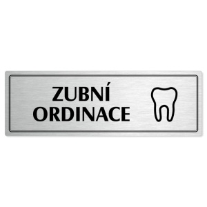 Zubní ordinace, 200x66mm, stříbrná popiska s dvojtým rámečkem