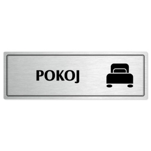 Pokoj, 200x66mm, stříbrná popiska s dvojtým rámečkem
