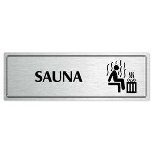 Sauna, 200x66mm, stříbrná popiska s dvojtým rámečkem