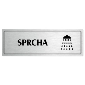 Sprcha, 200x66mm, stříbrná popiska s dvojtým rámečkem