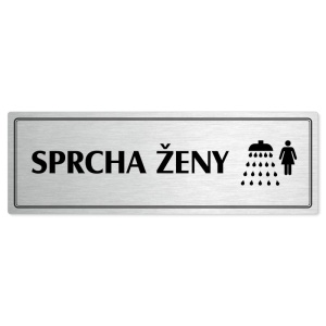 Sprcha ženy, 240x79mm, stříbrná popiska s dvojtým rámečkem