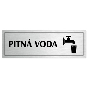 Pitná voda, 240x79mm, stříbrná popiska s dvojtým rámečkem