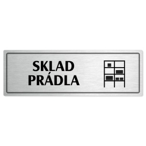 Sklad prádla, 240x79mm, stříbrná popiska s dvojtým rámečkem