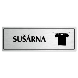 Sušárna, 200x66mm, stříbrná popiska s dvojtým rámečkem