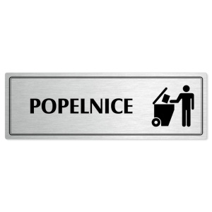 Popelnice, 200x66mm, stříbrná popiska s dvojtým rámečkem