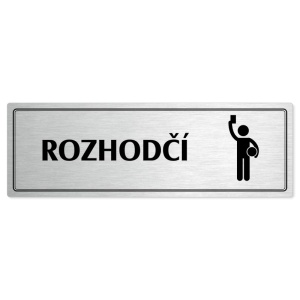 Rozhodčí, 200x66mm, stříbrná popiska s dvojtým rámečkem