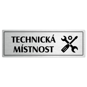 Technická místnost, 240x79mm, stříbrná popiska s dvojtým rámečkem
