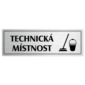Technická místnost, 240x79mm, stříbrná popiska s dvojtým rámečkem
