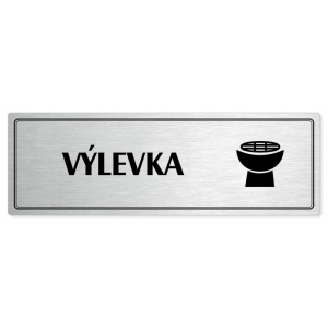 Výlevka, 240x79mm, stříbrná popiska s dvojtým rámečkem