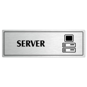Server, 200x66mm, stříbrná popiska s dvojtým rámečkem