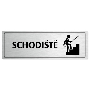 Schodiště, 240x79mm, stříbrná popiska s dvojtým rámečkem