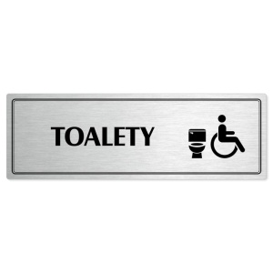 Toalety invalida, 240x79mm, stříbrná popiska s dvojtým rámečkem