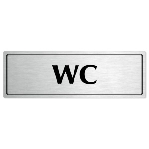 WC, 240x79mm, stříbrná popiska s dvojtým rámečkem
