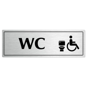 WC invalida, 240x79mm, stříbrná popiska s dvojtým rámečkem