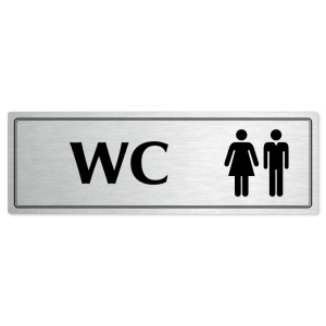 WC společné, 200x66mm, stříbrná popiska s dvojtým rámečkem
