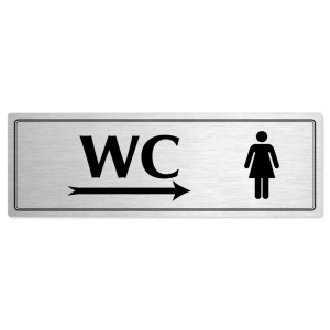 WC ženy vpravo, 200x66mm, stříbrná popiska s dvojtým rámečkem