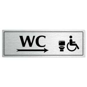 WC invalida vpravo, 240x79mm, stříbrná popiska s dvojtým rámečkem