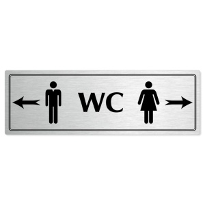 WC společné - rozcestník, 240x79mm, stříbrná popiska s dvojtým rámečkem