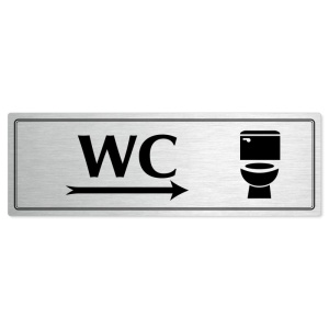 WC vpravo, 240x79mm, stříbrná popiska s dvojtým rámečkem
