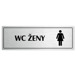 WC ženy, 240x79mm, stříbrná popiska s dvojtým rámečkem