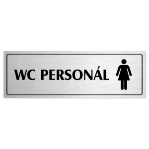 WC personál ženy, 240x79mm, stříbrná popiska s dvojtým rámečkem