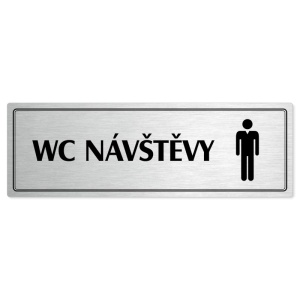 WC návštěvy muži, 240x79mm, stříbrná popiska s dvojtým rámečkem