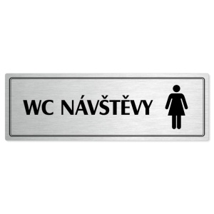 WC návštěvy ženy, 200x66mm, stříbrná popiska s dvojtým rámečkem