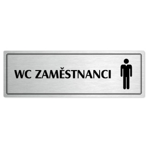 WC zaměstnanci muži, 200x66mm, stříbrná popiska s dvojtým rámečkem
