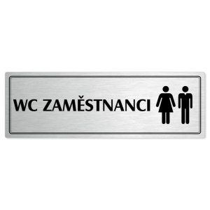 WC zaměstnanci společné, 240x79mm, stříbrná popiska s dvojtým rámečkem