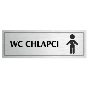 WC chlapci, 240x79mm, stříbrná popiska s dvojtým rámečkem