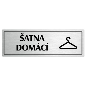 Šatna domácí, 240x79mm, stříbrná popiska s dvojtým rámečkem